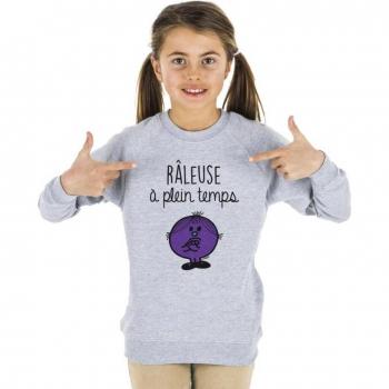 Sweat Gris Chiné Râleuse À Plein Temps Enfant