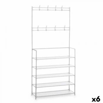 Scarpiera Bianco Metallo 5 Mensole 80 x 29 x 175 cm Appendiabiti