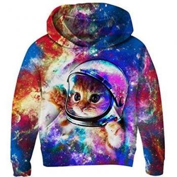 Teen Space Cat 3D Hooded Sweatshirt