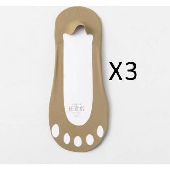 Chaussettes invisibles antidérapantes pour femmes, 3 paires, couture fine