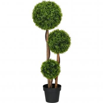 Boj Artístico de Bambú 110 cm, Verde, Con Bolas y Maceta