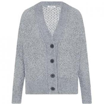Damen Strickjacke SOCCX mit Lochmuster in kaltem Grau Gr. XS/S