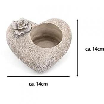 Grau‑Rose‑Herz‑Grabsteingestaltung inkl. LED und Kerze