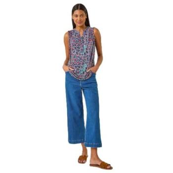 Culottes en denim bleu stretch Roman