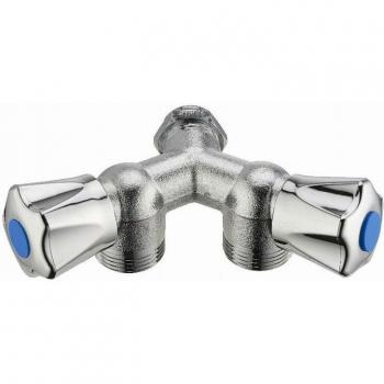Robinet Y double M1/2 pour laveuse – deux sorties 3/4 (coque ABS)