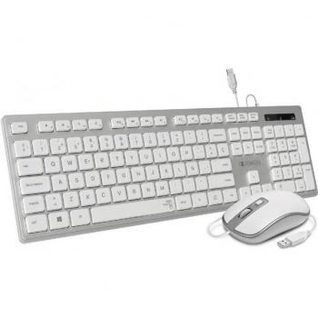 Subblim Combo Teclado y Ratón Wired Ergo Keys Plata/Blanco