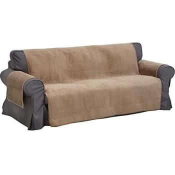 Baroni Home Housse de canapé matelassée Universelle Anti-Taches en Velours, Housse de canapé matelassée (3 Places, Taupe)