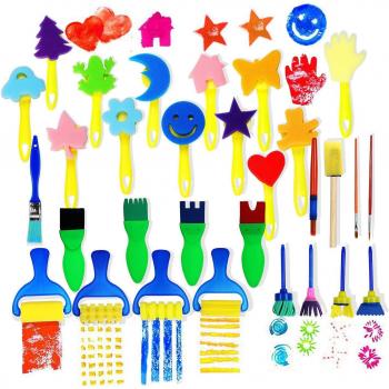 30pcs Children’s Art Sponge Brushes for Oil and Acrylic