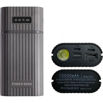 Adaptador de energía USB con linterna LED y soporte para baterías 18650, 20700, 21700