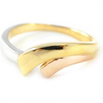 Anillo Coreografía Oro 3 Tonos 58 K