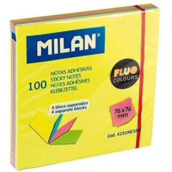Milan 4151NE100 Notas Adhesivas 7.6x7.6 cm 4 colores 100 hojas