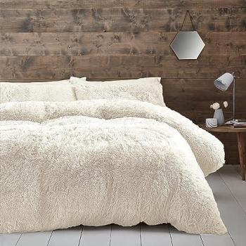 Catherine Lansfield Cream Cuddly Deep Pile Faux Fur Duvet Cover and Pillowcase Set