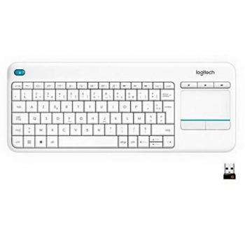 Logitech K400 Plus Clavier sans-fil Azerty pour PC de Salon, Media center et HTPC Blanc
