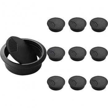 Cubiertas de cable para oficina, set de 10 arandelas, negro