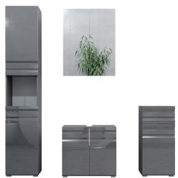 Set di Mobili da Bagno Freddy, Antracite Lucido, 4 pezzi