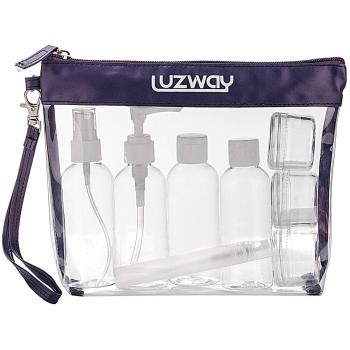 Kit de Voyage avec Trousse Transparente et 8 Bouteilles