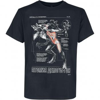 Schwarzes Stranger Things T‑Shirt mit „Anatomie des Demogorgons“, Herren, M