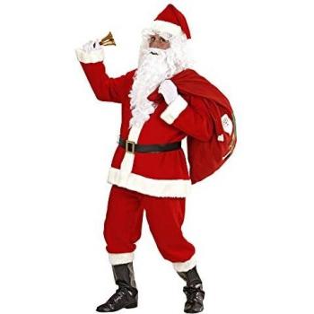 COSTUME PERE NOEL HOMME VESTE+PANTALON+BONNET+CEINTURE+BARBE T.U