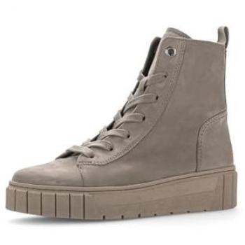 Damen Schnürboots GABOR Davos Gr. 39, grau (fango), Nubukleder, unifarben, Stiefelette, Schuhweite H
