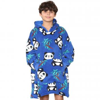 Manta Vellón Panda Azul para Niños y Niñas