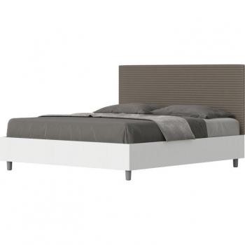 Lit coffre Ityhome 160x190 – Tête cuir couleur cappuccino – Bois structuré