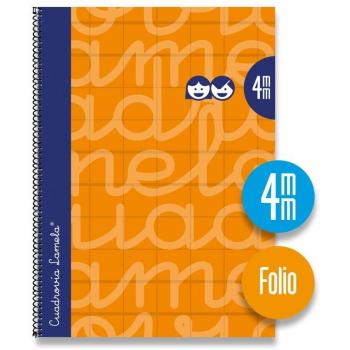 Cuaderno Espiral Naranja 80H, Cuadrícula 4x4, Margen Lúcido – 5p