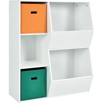 Étagère d'angle pour enfants Coast, 3 étagères, 2 paniers, dimensions 76 x 28 x 94 cm, blanche