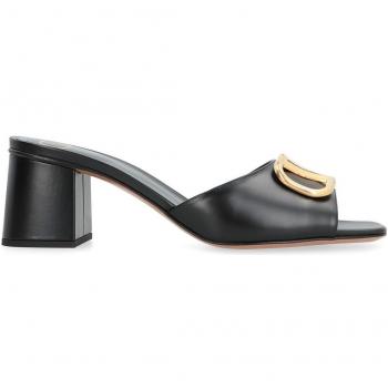 Valentino Garavani Women's Signature Black Leather Mules Size 37