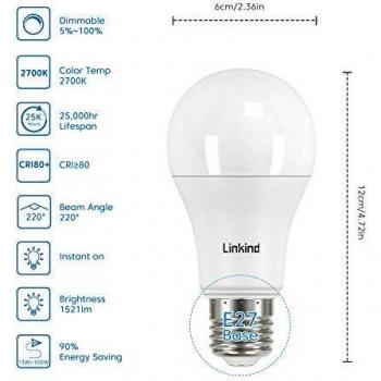 LED‑Edison 13 W dimmbare Lampe A60 – 2700 K, 100 W Ersatz, 1521 lm