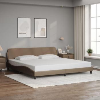 VidaXL Bettgestell 200 x 200 cm – Kopfteil aus Kunstleder (Cappuccino‑Braun)