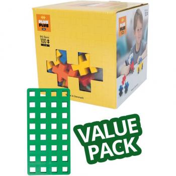 Plus-Plus BIG Kit Básico de 100 Piezas y Base Verde
