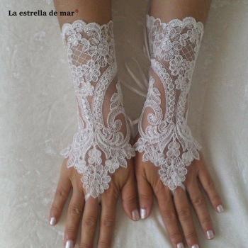 Gants Noueux pour Mariée – Transparence Noire et Rouge