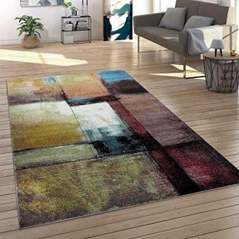 Tapis Abstrait 160x220 cm Salon Rouille Noir Jaune
