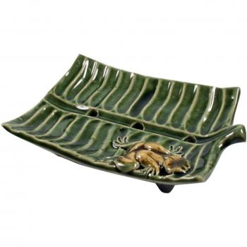 Guru-Shop Seifenablage Exotische Keramik Seifenschale Blatt 2x10x8 cm