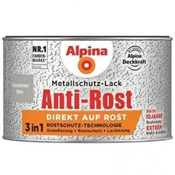 Alpina Metallschutz-Lack Anti-Rost Eisenglimmer 300 ml RAL 9006 Silber