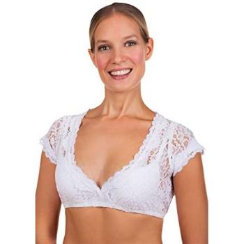 Dirndlbluse Leonie – Pastellblau mit Stickereien