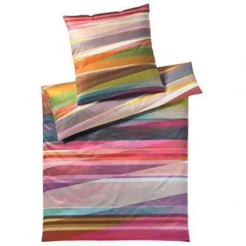 Gestreiftes Bett-Set Mateo – Satin & Baumwolle, Reißverschluss