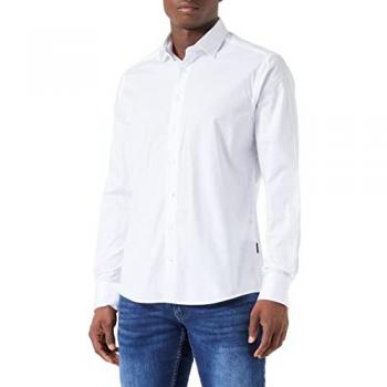 Langarmhemd BUGATTI Gr. M, Normalgrößen, weiß, Herren, 100% Baumwolle, Hemden, im edlen Design