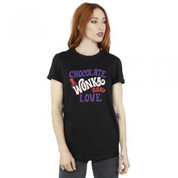 Chocolate Bar Love Women’s Cotton Boyfriend Shirt – Willy Wonka Edition (Black)