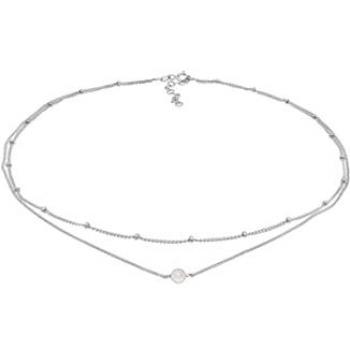 Collana a Catena con Quarzo Rosa e Palla in Argento Sterling 925 Placcato Oro 925