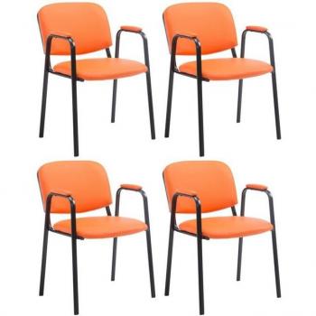 Conjunto de 4 Sillas Confidente Ken Pro – Polipiel Naranja