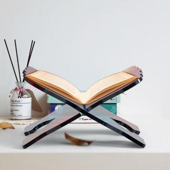 R2LE Book Stand Silicone Mold Carved Eid Resin Quran Folding Book Stand Holder Muslim Prayer Book Organizer Bookshelf