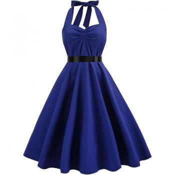 Robe rétro 1950 dos nu couleur bleue