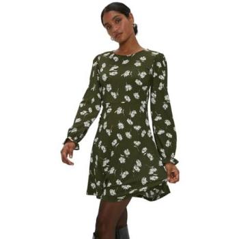 Womens Khaki Floral Mini Dress