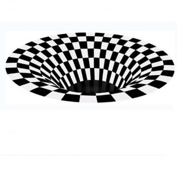 Tapis de chambre Illusion Vortex noir et blanc sans fond