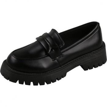Zapatos de mujer Oxford, piel sintética, diseño vintage, calzado plano con cordones, plataforma de felpa, perfectos para el frío