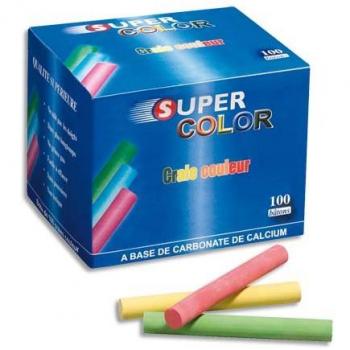 JPC Super Color Boîte de 100 Craies Anti-poussière Couleurs Assorties