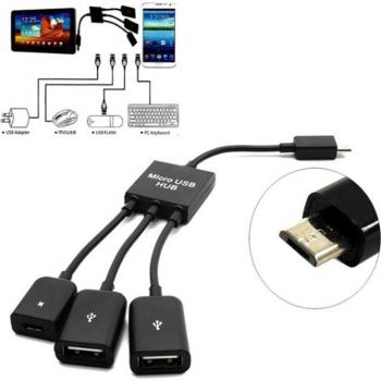Micro USB OTG Charge Hub Cord for Android Devices