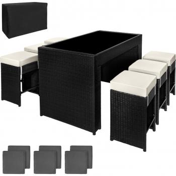 Set di bar in rattan e alluminio Ibiza 6+1 con custodia nera