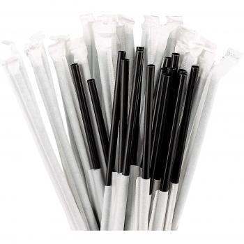 Pailles en plastique noir 8 pouces